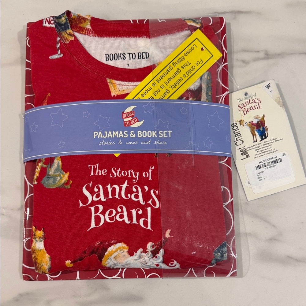 Red Santa's Beard Kids Pajamas and book